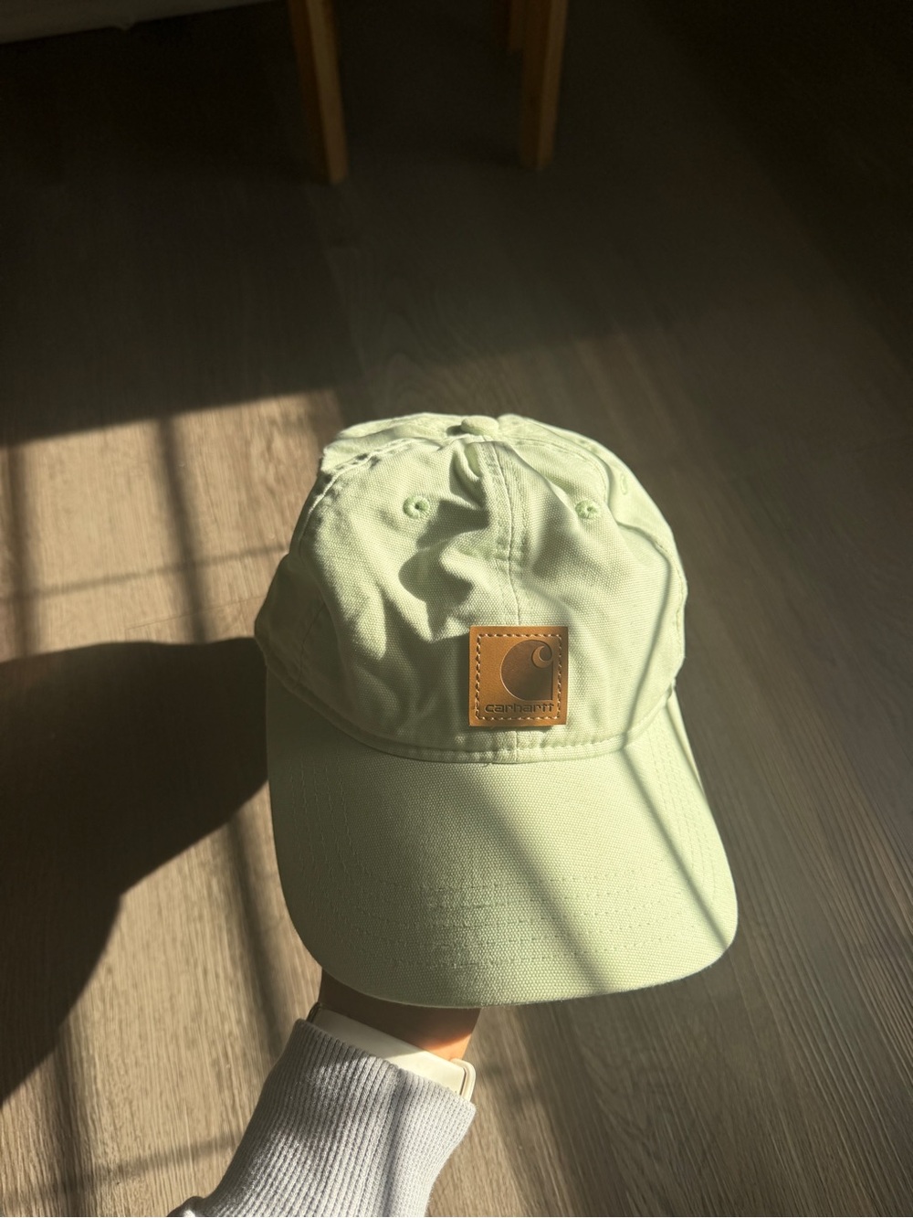 Carhartt Light Mint Green Canvas Cap with Leather Patch